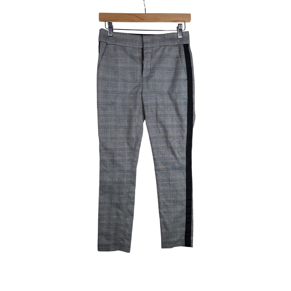 Joie Kenadia‎ Plaid Ankle Cropped Pants size 0 Gray/Black